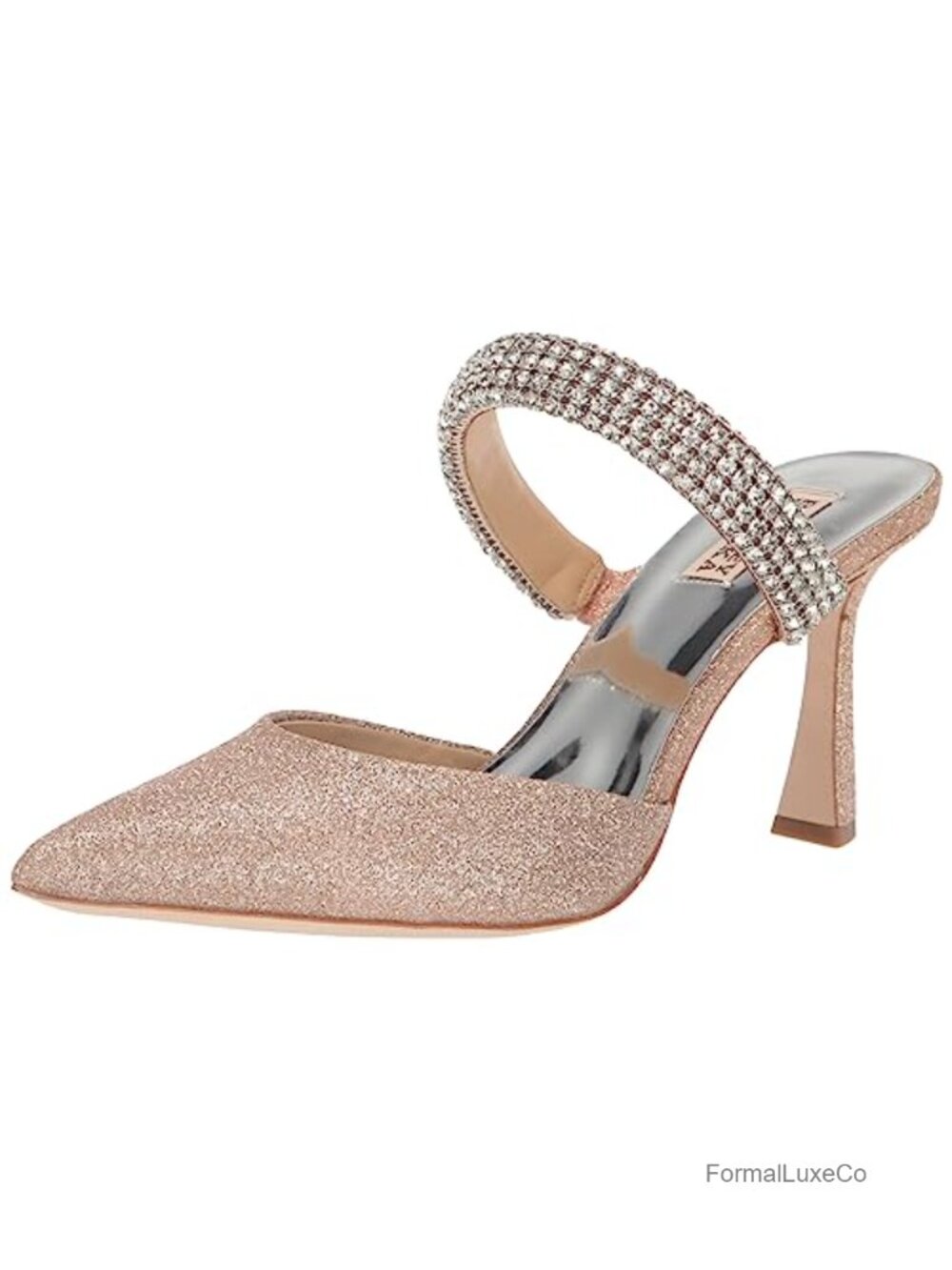 Badgley Mischka Sadiya Jeweled Kitten Heel Pointed Toe Slingback Pump